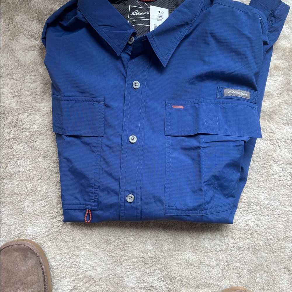 Eddie Bauer Men's Blue Long Sleeve fishing technology XL